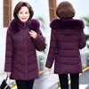 Women's Trench Coats Fashion Cotton-padded Womens Short Down Jacket Western-Style Mothers Hooded Coat With Large Fur Collar Warm Jacke