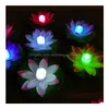 Decorative Flowers Wreaths Led Lotus Lamp In Colorf Changed Floating Water Pool Wishing Light Lamps Lanterns For Party Decoration H Dh0Ca