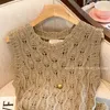 Women's Sweaters French Hollowed Lazy Knitted Vest 2023 Spring Retro Gentle Countryside Folding Small Sweetheart