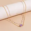 Naszyjniki wiszące Minar mody nieregularny fioletowy kolor naturalny kamień podwójne warstwy faux perłowy dławik dla kobiet Pendientes