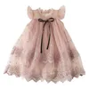 Robes de fille robe de princesse à la mode pour filles édition coréenne fleur en maille brodée pour enfants pour mariage lavande