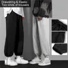 Heren Broek Koreaanse Stijl Mode Joggingbroek Zomer Lente Lichtgrijs Baggy Wijde Pijpen Rechte Casual Tie Voeten Broek Mannelijke 231018