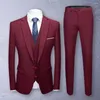 Ternos masculinos 1 conjunto elegante blazer colete calças temperamento terno formal mangas compridas emagrecimento bom toque fino ajuste