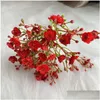 Decorative Flowers Wreaths 42Heads Babysbreath Small Bundle White Blue Artificial For Christmas Wedding Decoration Flores Artificia Dhe6H