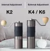 Handmatige koffiemolens Kingrinder K2 / K4 / K6 Handmatige koffiemolen Draagbare handmolen 48 mm SUS420 Roestvrijstalen braamslijpen 231018