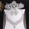 Barock Luxus Kristall Perlen Brautschmuck Sets Tiaras Krone Halskette Ohrringe Hochzeit Afrikanische Perlen Schmuck Set 210619275B