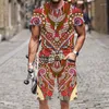 Erkek Trailtsits Retro Ulusal Stil Serisi Trailsuit Man Sets Lüks T-Shirts Street Giyim Hip Hop Erkek Kıyafetleri Harajuku Takım