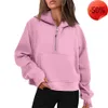 Women's Hoodies Sweatshirts Lu Autumn Winter Yoga Suit Scuba Hoodie Half Zip Sports Sweater Loose Gym Jacket Fitness Short Plush Coat Sweatshirt YT3519