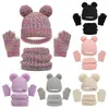 Stingy Brim Hats Imitation Cashmere Winter Baby Hat Gloves Scarf Set Fleece Warmer Scarves Thick Knitting Hats Boy Girl Cute Pompom Kids Beanie 231019