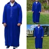 Ethnic Clothing Men Muslims Long Thobe Hooded Robe Mens Kaftan Loungewear Shirt For