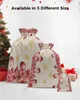 Décorations de Noël Poinsettia de Noël Aquarelle Boule lumineuse Porte-cadeaux Cordon Sac de bonbons Ornements de vacances Sac présent Porte-emballages de Noël 231019