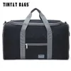Duffelväskor Tinyat Male Men Travel Bag Folding Bag Protable Molle Women Tote Waterproof Nylon Casual Travel Duffel Back Black Bagage T-306 231019