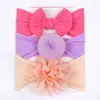 Accessoires de cheveux 3 pièces/ensemble bébé bandeau princesse filles couleur unie doux arc fleur chapeaux enfant en bas âge infantile doux élastique enfants