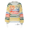Designer Sweaters Rainbow Color Round Neck Pullover Letters Sweater Lattern Sleeve Striped Knitted Jumper Sweet Loose Fit Autumn
