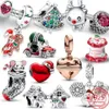 925 Sterling Silber passend für Pandora Charms Armband Perlen Charm Original Weihnachtsautobaum Rentier Maus