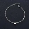 Enkelbanden Zomer Ins Mode Zilver Kleur Dubbel Hart Enkelbandje Ketting Voor Vrouwen Bling Hol Liefde Voet Enkel Been Armband Sieraden