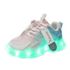 Flat shoes Size 25-36 Children Casual Shoes USB Charger Glowing LED Light Shoes Breathable Mesh Sneakers for Kids Boys Girls Sport Shoes 231019