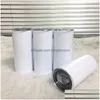 Tumblers sublimering Tumbler 15oz Tall Slim Straight White Blank Vacuum Insated Water Cup For Heat Transfer Drop Delivery Home Garde DHKDB