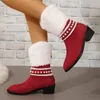 Botas de pelúcia apontou pérola meados tubo feminino 2024 nova moda inverno quente confortável neve anti-skid sapatos casuais macio 231019