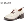 Scarpe eleganti Kangnai Oxfords Donna Scarpe in pelle di mucca Stringate Punta tonda Piattaforma Tacco spesso Décolleté Donna Retro Tacco grosso Mocassini 231018