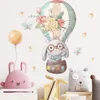 Wall Stickers air balloon Bunny Cartoon Animals for Baby Room Decor Removable PVC Decals Home Art Murals 230819