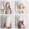 Czapki czapki/czaszki japońskie słodkie loppy króliczka rabbit czapka lolita earmuffs czapka puszysta ciepłe zimowe polarowe czapki 231019