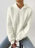 Dameshoodies Dames Winter Sweatshirt met capuchon Mode Gebreide hoodie met lange mouwen Vrouwelijke witte trui Dames Casual trui