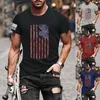 T-shirts pour hommes Hommes Grand Grand Summer Independence Day Mode Casual Chemise imprimée à manches courtes Sheer Long