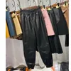 レディースパンツ本革女性ハイウエスト本物のシープスキンファッションズボンfemme Clothing