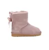 Kinder Bailey 2 Bögen Stiefel echte Leder -Kleinkinder Schneestiefel Solid Botas de Nieve Winter Girls Schuhe Kleinkind Girls Boots107