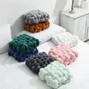 Travesseiro estilo nórdico macio nó de pelúcia sofá cor sólida quadrado tecido à mão para decoração de casa
