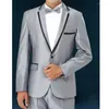 Trajes para hombres Elegantes hombres Satén Moda Muesca Solapa Un botón Blazer masculino con pantalones Formal Casual Novio Boda Esmoquin Conjunto de 2 piezas