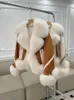 Veste d'hiver en fausse fourrure d'oie pour femme, manteaux courts bouffants à col naturel, pardessus épais, 2023, 231018