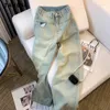 Jean femme Vintage américain taille haute droit rétro pantalon décontracté Baggy Y2K jambe large Grunge Style de rue Denim pantalon