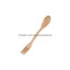 Cucchiai Moda Cucchiaio Forchetta in legno naturale 2 in 1 Utensile da cucina Utensile da cucina cinese Posate a manico lungo Cucina da giardino per la casa, Bar da pranzo Flatw Dhmgs