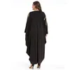 Roupas étnicas Mulheres Beading Vestido Longo Batwing Manga Muçulmano Dubai Abaya Marroquino Kaftan Islâmico Estilo Solto Vestidos Vestido Preto