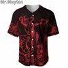 Camicie casual da uomo Polinesiana Hula hawaiana Ragazza Neon Red Baseball Tee Jersey Camicia completamente stampata 3D Hawaii Hip Hop Tops