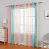 Rideau dégradé de couleur rideaux transparents pour salon chambre fenêtre Voile Tulle rideaux oeillet cuisine café fenêtre traitements décoration 231019