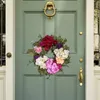 Dekorativa blommor Simulering Spring Garland dörr hängande färgglad pionblad krans hem dekoration konstgjord