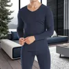 Herren-Nachtwäsche, Winter-Männer, Thermo-Pyjama-Sets, Langarm-Hosen, hohe elastische Schlankheits-verdickte Kleidung, weiche einfarbige Unterwäsche