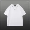 قميص ثقب شارع من الرجال 22SS مع قميص قصير الأكمام وقلادة حزام الهيب هوب للسيدات.