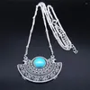 Anhänger Halsketten Böhmische Ethnische Doppel Phoenix Halskette Für Frauen Edelstahl Blau Stein Vintage Choker Boho Schmuck Geschenk N3314S04