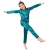 Pajamas Wholesale Pajamas Little Kids Boys Girls Satin Silk Sleepwear Set Button-Down Satin Clothes Long Sleeve Loungewear D53 231019