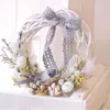 装飾的な花10/20/30cm白いラタンリングリース人工花輪の結婚式の家の装飾DIY手作りクラフトアクセサリークリスマス