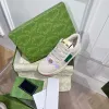 Designer Crystal Screener Sneakers Nouvelle chaussure décontractée Multicolore Femmes Vert et Orange Sangle Vintage Stripe Low Top Chaussures en cuir véritable Orz