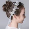 Hair Accessories Girls Crystal Bridal Wedding Head Piece Bride Headwear Pearl Headbands Crowns Ribbon Flower Party Jewelry 231019