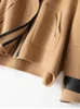 Mélange de laine pour femmes, manteau à bord en cuir véritable, automne et hiver, couleur Pure assortie, court Shopping AllMatch Top 231018