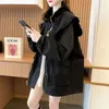 Kvinnors jackor koreanska mode trenchrock 2023 vårens höstmedium till lång marin krage jacka kvinnlig loss lös pocket vindbrytare