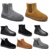 Bottes de neige sans marque pour hommes et femmes, chaussures marron, noir, gris, cuir, tendance, extérieur, coton chaud