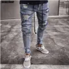 Designer di marca Jeans strappati slim fit Uomo Hi Street hip hop Pantaloni da uomo Pantaloni da jogging in denim Fori per il ginocchio Lavati Jeans distrutti1251s